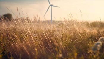 Wind Turbinen generieren nachhaltig Leistung im ländlich Landschaften generiert durch ai foto