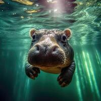 Nilpferd Lügen im das Wasser, ai generiert. foto