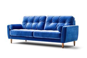 ai generativ. Blau Sofa auf Weiß foto