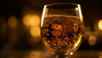 Luxus Champagner Flöte spiegelt glühend Feier Nacht generiert durch ai foto