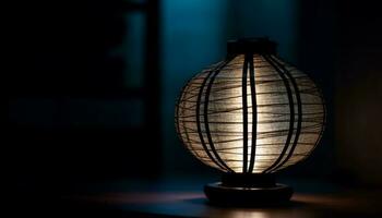 glühend Antiquität Laterne leuchtet alt gestaltet Zuhause Innere generiert durch ai foto
