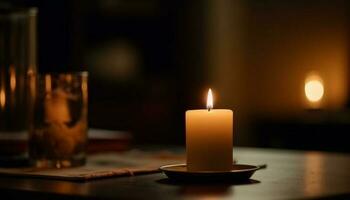 glühend Kerze leuchtet friedlich Nacht zum Meditation generiert durch ai foto