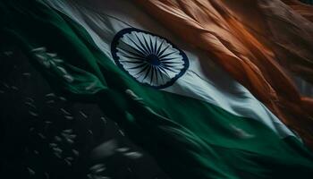 indisch Flagge winken im das Wind stolz generiert durch ai foto