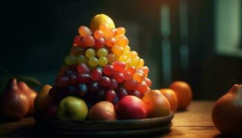 frisch Obst Schüssel gesund, bunt, und köstlich generiert durch ai foto