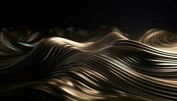 glänzend metallisch Welle Muster auf dunkel Hintergrund generiert durch ai foto