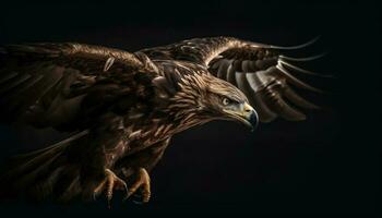 majestätisch kahl Adler Spreads Flügel im Flug generiert durch ai foto