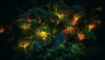 glühend unter Wasser Baum leuchtet multi farbig abstrakt Landschaft generiert durch ai foto