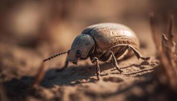 Rüsselkäfer kriechen auf Blatt, Antenne im Fokus generiert durch ai foto