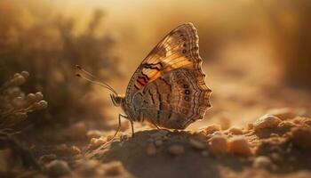 multi farbig Schmetterling Flügel im beschwingt Sommer- Sonnenlicht generiert durch ai foto