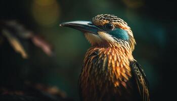 bunt Vogel thront auf Zweig, Aufpassen Tierwelt generiert durch ai foto