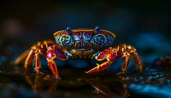 klein Krabbe Klaue hält lebenswichtig Meeresfrüchte Mahlzeit generiert durch ai foto