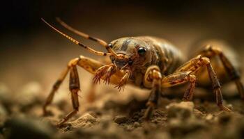 gespenstisch Spinne Bein Griffe Gelb Blatt dicht generiert durch ai foto