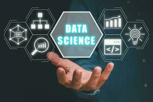 Daten Wissenschaft und tief Lernen. künstlich Intelligenz, Analyse. Internet und modern Technologie Konzept. foto