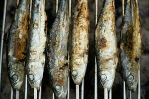 Holzkohle gegrillt Fisch und andere Meeresfrüchte foto