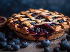 traditionell hausgemacht amerikanisch Blaubeere Kuchen. generativ ai foto