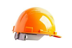 Orange Helm isoliert auf Weiß Hintergrund mit Ausschnitt Weg, schützen zu Sicherheit zum Ingenieur im Konstruktion Seite? ˅. foto