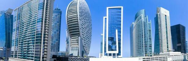 Vereinigte Arabische Emirate, Dubai Innenstadt finanziell Horizont und Geschäft Einkaufen Center in der Nähe von Dubai Einkaufszentrum foto