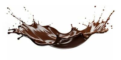 Schokolade, Kakao und Kaffee Milch isoliert fließen Spritzen foto
