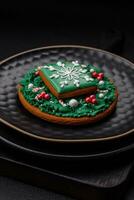 schön Weihnachten oder Neu Jahr bunt hausgemacht Lebkuchen Kekse foto