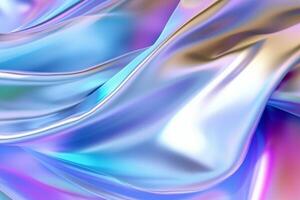 abstrakt Flüssigkeit holographisch Pastell- gebogen Welle im Bewegung bunt Hintergrund, Gradient Design. generativ ai foto