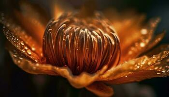Schönheit im Natur schließen oben von nass Lotus generiert durch ai foto