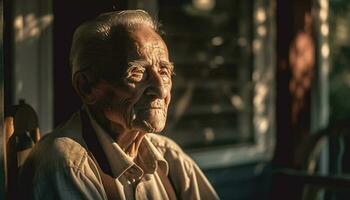 grau behaart Senior Männer genießen Stadt Leben draußen generiert durch ai foto