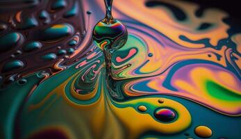 abstrakt multi farbig Muster von beschwingt Wasser Tropfen generiert durch ai foto