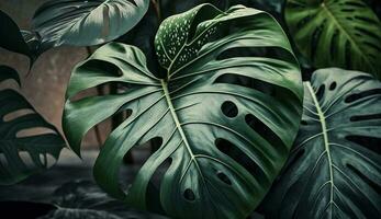 Grün Laub im ein tropisch Regenwald generiert durch ai foto