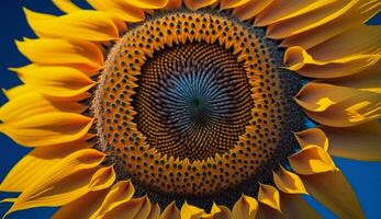 Gelb Sonnenblume schließen oben beschwingt Blütenblatt Muster Sommer- Schönheit generiert durch ai foto