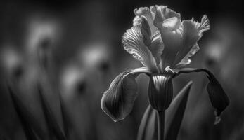 Natur Eleganz schwarz und Weiß Tulpe blühen generiert durch ai foto