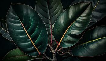 Grün Pflanzen und Blätter erstellen gestreift abstrakt Muster generiert durch ai foto