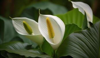 Blatt Natur Pflanze schließen oben Grün Farbe Blume Blume Kopf Blütenblatt generiert durch ai foto