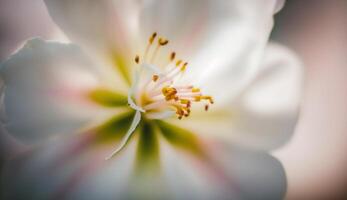 ein Makro Foto von ein Rosa Blume Kopf ,generativ ai