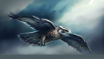wild Adler fliegend majestätisch Szene ,generativ ai foto