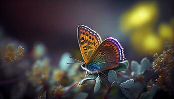 schön Schmetterling mit es ist majestätisch Flügel im Garten ,generativ ai foto