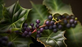 frisch Traube Bündel auf Grün Blatt Hintergrund generiert durch ai foto