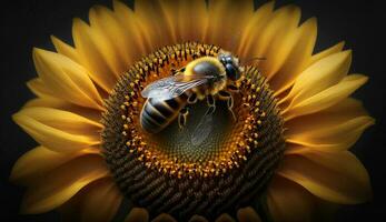 ein Single Gelb und schwarz Honig Biene generiert durch ai foto
