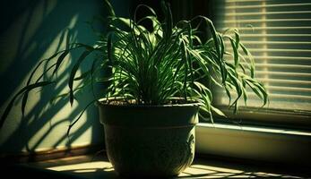 Pflanze Wachstum im Vase auf Tabelle drinnen ,generativ ai foto