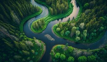 Schönheit Antenne Aussicht von Grün Wald ,generativ ai foto