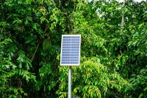 Solar- Paneele im Frühling Landschaft. foto