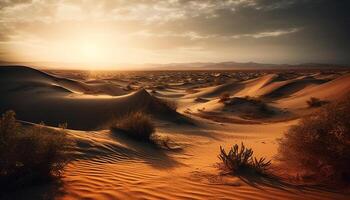 wellig Sand Dünen im trocken Afrika, majestätisch Schönheit im Natur generiert durch ai foto