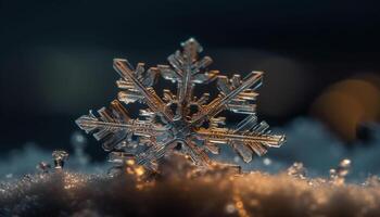 frisch Schneeflocke Formen erleuchten Winter Hintergrund, Funken Humor und Kreativität generiert durch ai foto