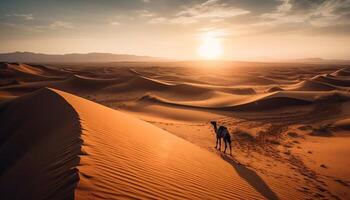 ein still Szene von Wellen auf Sand Dünen beim Sonnenuntergang generiert durch ai foto