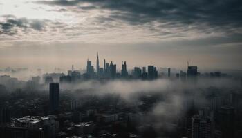 einstellen Über das städtisch Horizont, ein atemberaubend Panorama- Aussicht generiert durch ai foto