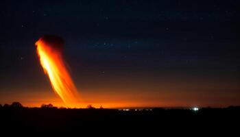 das feurig Inferno Zünden das Nacht Himmel, ein schön Achtung generiert durch ai foto