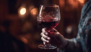 Männer und Frauen halten Wein Brille Toast zu Feier und Vergnügen generiert durch ai foto