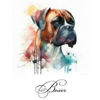 Aquarell Illustration von ein Single Hund Rasse Boxer. ai generiert. Hund Porträt. foto