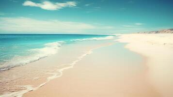 leeren Strand Hintergrund mit Weiß Sand im Sommer- Tag ai generiert foto