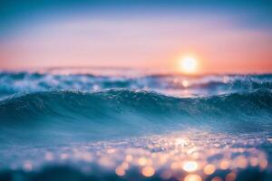 Sommer- Konzept. das tanzen von Ozean Wellen. ewig Symphonie von das Meer. generativ ai foto