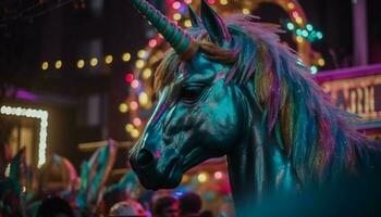 bunt Karneval Pferd bringt Freude zu Stadt Parade generiert durch ai foto